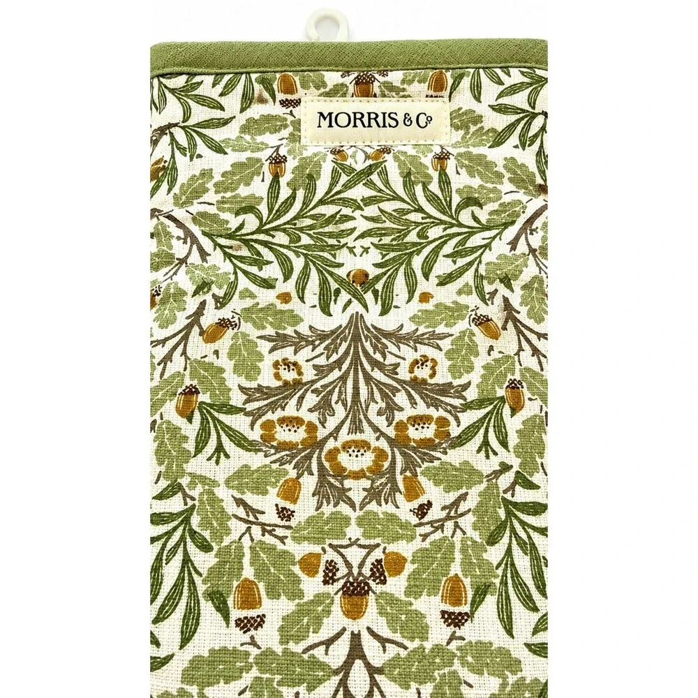 Morris & Co Acorn Mini Oven Mitts Set of 2 Green Floral Cotton English Garden